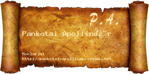 Pankotai Apollinár névjegykártya